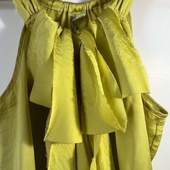 ADiva Womens Green Halter Collar Ruffle Satin Top Shirt Medium - Picture 4 of 4